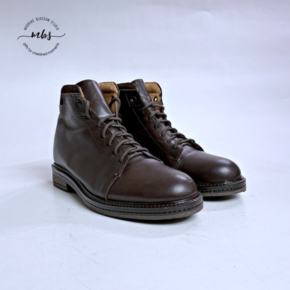 Doppelgänger Roma Made in Italy Leather Lace Up Ankle Boots Brown Men 7.5 - Picture 2 of 14